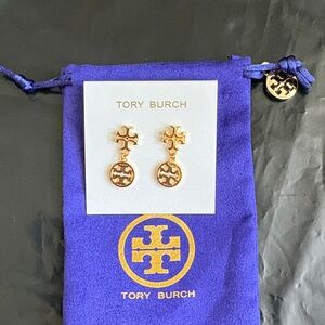 Tory Burch Gold Double-T Drop Earrings